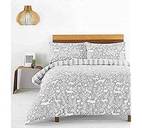furn. Creativa De Tela Skandi Woodland Duvet Set, Algodón, Gris Claro, Super King