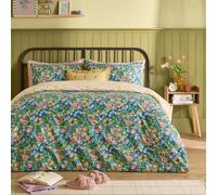furn. Emerie Juego De Funda Nórdica - Reversible Floral Pájaro Fácil Cuidado Jardín Campestre Mezcla De Algodón Ropa De Cama (Azul Marino - King UK Standard - 230x220cm)