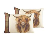 furn. Evans Lichfield Hunter Highland Vaca Poliéster Cojín Relleno (Paquete Twin), Poliéster, Natural