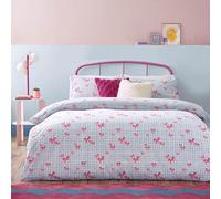 furn. Heya Home Juego de Funda nórdica Cuadros Vichy con Lazos (Azul - Matrimonio 220 x 230 cm)
