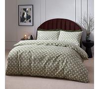 Furn. Hoem Alexa Juego De Funda - Terroso Geométrico Algodón Rico Fácil Cuidado Ropa De Cama (Aceituna - 230x220cm)