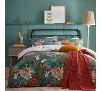 furn. Juego de Funda de edredón Forage - Ropa de Cama Floral de Mariposas del país de Las Maravillas (Verde Azulado, tamaño Super King)
