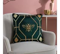 Furn. Muebles. Cojín con Relleno Rico en Plumas y Ribetes geométricos de Bee Deco