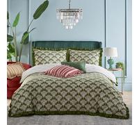 Furn. Muebles. Juego de edredón con Volantes y Estampado de Palmeras Deco - Individual - Musgo