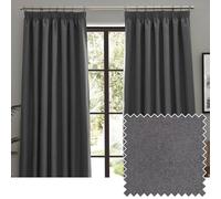 Furn. Muebles. Par de Cortinas Opacas con Pliegues Tipo lápiz Dawn - Carbón Vegetal - 229x137cm