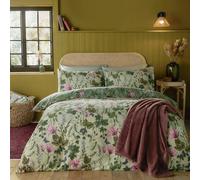 furn. Mystic Berry Juego De Funda Nórdica - Reversible Diseño Floral Frutal Botánico (Verde - King UK Standard - 230x220cm)