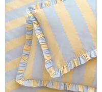 furn. Wylder Birdie Stripe Par De Fundas De Almohada - Reversibles Volantes Rico Algodón A Rayas (Limón/Cielo - 50x75cm)