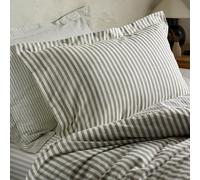 furn. Yard Hebden Mélange A Rayas 100% Algodón Par De Fundas De Almohada- Reversible Diseño Frontera De Oxford De Textura Suave (Topo - 50x75cm)