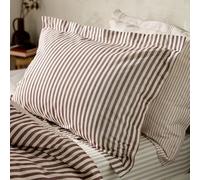 furn. Yard Hebden Mélange A Rayas 100% Algodón Par De Fundas De Almohada- Reversible Diseño Frontera De Oxford De Textura Suave (Remolacha - 50x75cm)