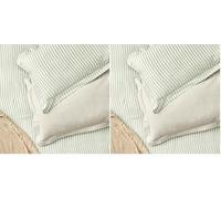 furn. Yard Hebden Mélange A Rayas 100% Algodón Par De Fundas De Almohada- Reversible Diseño Frontera De Oxford De Textura Suave (Eucalipto - 50x75cm) (Paquete de 2)