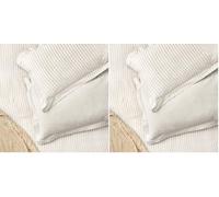 furn. Yard Hebden Mélange A Rayas 100% Algodón Par De Fundas De Almohada- Reversible Diseño Frontera De Oxford De Textura Suave (Natural - 50x75cm) (Paquete de 2)