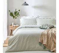 furn. Yard Hebden Mélange Juego De Funda Nórdica De Algodón A Rayas - Ropa De Cama Reversible Ultra Suave (Eucalipto - Super King - 260x220cm)