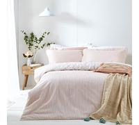 furn. Yard Hebden Mélange Juego De Funda Nórdica De Algodón A Rayas - Ropa De Cama Reversible Ultra Suave (Rosa - Super King - 260x220cm)