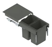 FurniFit Cubo de Basura Extraíble para Armario de 50 cm SEGREGO 46,4 x 48 x 42,5 cm (2x 20L) Sistema de Reciclaje de 2 Cubos con Tapa Cierre Suave (Soft-Close) y Extracción Completa Grafito