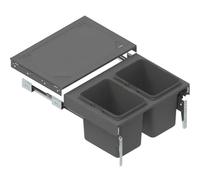 FurniFit Cubo de Basura Extraíble para Armario de 60 cm SEGREGO 56,4 x 40 x 32 cm (2x 15L) Sistema de Reciclaje de 2 Cubos con Tapa Cierre Suave (Soft-Close) y Extracción Completa Grafito