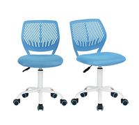 FurnitureR 2 Escritorio para Ordenador Modernas y Ajustables, Silla de Trabajo giratoria, sin apoyabrazos, Sala de Estudio para niños, Oficina en casa, Azul, Metal, 38.5CM x40CM x75-87CM, 2 Unidades