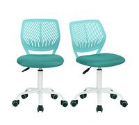 FurnitureR 2 Piezas de diseño Colorido Asiento de Ordenador Moderno y Ajustable Trabajo giratoria sin apoyabrazos. Silla de Oficina para niños, Turquesa, Metal, 38.5CM x40CM x75-87CM, 2 Unidades