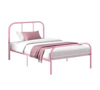 FurnitureR Cama de Metal de 90 x 200 cm, Cama Individual con somier, Marco de Acero Estable, para Dormitorio, habitación Juvenil, habitación de Invitados