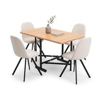 FurnitureR Juego de comedor con mesa extensible plegable y 4 sillas giratorias de tela