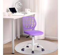FurnitureR Silla de escritorio para niños, silla giratoria de altura ajustable con diseño de respaldo de agujero pequeño, adecuada para dormitorio de niños o sala de estudio, color morado I, 38 x 39 x