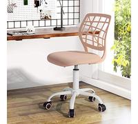 FurnitureR Silla de Oficina para el hogar, Asiento de Ordenador Moderno y Ajustable, Silla de Oficina sin apoyabrazos Giratorio, Silla de Oficina para jóvenes, Sala de Estudio, Rosa
