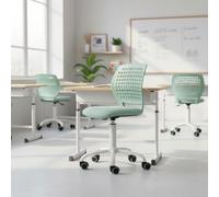 FurnitureR - Silla Escolar para niños, Asiento Giratorio Colorido para niños, ergonómica, Ajustable, Respaldo Transpirable, con diseño de Lunares, Giratorio de 360°, Base de Metal Blanco de 5 Garras