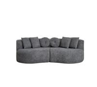 FurnitureR Sofá modular de 3 plazas de chenilla, color antracita, 223 cm | Sofá flexible de 2 módulos con asiento de espuma profunda y 6 cojines para salón, sala de juegos o zona familiar