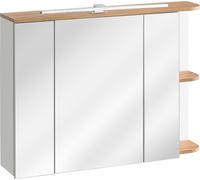 FURNLUX, armario espejo, acabado platino brillante, blanco puro y roble, espejo gris, 94 cm. / Color principal: Blanco / Dimensiones: 94 x 72 x 20 cm