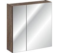 FURNLUX, armario espejo Santa Fe, color gris, espejo y roble envejecido, 60 cm / Color principal: marrón / Dimensiones: 60 x 65 x 17 cm