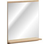 FURNLUX Espejo de pared Nova, marco gris y roble, 50 cm / Color principal: Beige / Dimensiones: 50 x 57 x 10 cm