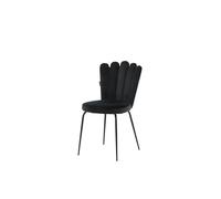 FURNLUX LIMHAMN Silla de comedor de diseño moderno, textil de terciopelo, negro, 45 x 54 x 83 cm, 4 kg, respaldo decorativo, estructura de metal, spray textil recomendado para el cuidado