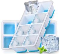 FURNSII Cubiteras para Hielo Grande con Tapa, 2 Piezas Cubitera Hielo Silicona Certificado LFGB y Libre de BPA, Molde para Cubitos Hielo Ice Cube Tray para Cerveza Cócteles Whisky