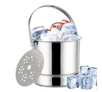 Furtryvl Cubitera de hielo de acero inoxidable con asa, de vino con colador, accesorios de bar para el hogar, whisky, vodka, cócteles, cerveza, café