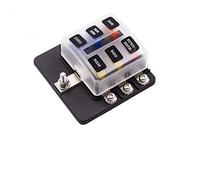 Fusibles y accesorios for automóvil 12V 24V Soporte de caja fusibles hoja 12/6 vías Bloque terminales modificado con luz advertencia LED for Barco Triciclo marino(Dark Grey)