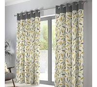 Fusion 100 Pares de Cortinas con Ojales, algodón, Ocre, 117 x 137 cm, Madera de Haya