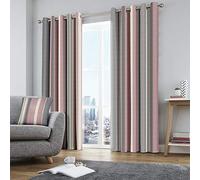 Fusion Cojín de Rayas Whitworth, 100% algodón, Forro: 52% poliéster y 48% algodón., ^^, Curtains: 66" Width x 72" Drop (168 x 183cm)