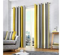 Fusion Cojín de Rayas Whitworth, 100% algodón, Forro: 52% poliéster y 48% algodón., Ocre, Curtains: 66" Width x 72" Drop (168 x 183cm)