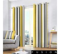 Fusion Cojín de Rayas Whitworth, 100% algodón, Forro: 52% poliéster y 48% algodón., Ocre, Curtains: 66" Width x 54" Drop (168 x 137cm)