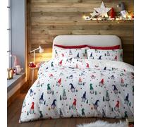 Fusion - Funda nórdica de Forro Polar Christmas Gonk - 230 x 220 cm - Reversible - 2 Fundas de Almohada - Ropa de Cama Blanca con Forro Polar - Funda nórdica de gnomo navideño - Ropa de Cama navideña