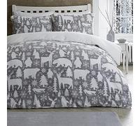 Fusion - Funda nórdica de Forro Polar con Animales árticos - 200 x 200 cm - 2 Fundas de Almohada - Funda nórdica con Oso Polar, Ciervo y pingüino - Ropa de Cama navideña - Decoraciones navideñas