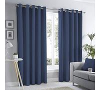 Fusion Home Furnishings Sorbonne-100 Pares de Cortinas con Ojales, 100% algodón, Azul Marino, 229 x 183 cm