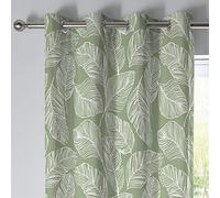 Fusion - Matteo - Par de Cortinas 100% algodón con Ojales, 229 x 229 cm de Ancho x 229 cm de caída, Color Verde
