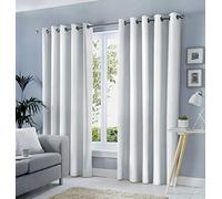 Fusion Sorbonne-100 Pares de Cortinas con Ojales, algodón, poliéster, Color Blanco, 228 x 228 cm (Ancho x Largo)