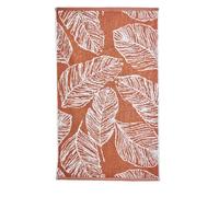 Fusion - Toalla de baño de Hojas de Terracota (70 x 130 cm) - 100% algodón - Súper Suave - Toalla de Hojas de Palma Tropicales - Toalla de baño/Toalla de baño Naranja y Blanca - Accesorio de baño de