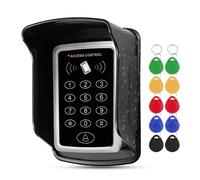 FUSYTULY Teclado de Control de Acceso RFID 125KHz Sistema de Entrada de Puerta del Controlador de Acceso, Abridor de Puerta de Contraseña, Cubierta Impermeable + 10 llaveros RFID EM4100