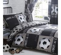 Portfolio Home – Juego de funda de edredón y almohada Shoot de fútbol – Poliéster – Gris – 1 plaza