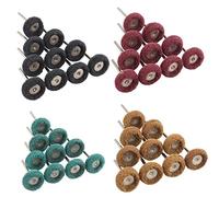 Futheda 40 piezas de 3 mm acabado de grano abrasivo，vástago de acero inoxidable pulido buffing rueda de pulido compuesto ruedas, juego de llantas, cepillo de alambre para herramienta rotativa Dremel