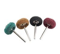 Futheda Juego de 4 piezas de 3 mm de acabado de grano abrasivo, vástago de acero inoxidable para pulir rueda de pulido, juego de ruedas, bolígrafo, cepillo de alambre para herramienta rotativa Dremel