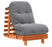 Futón sofá cama con colchón madera maciza marrón 60x206x11 cm