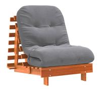Futón sofá cama con colchón madera maciza marrón 70x206x11 cm